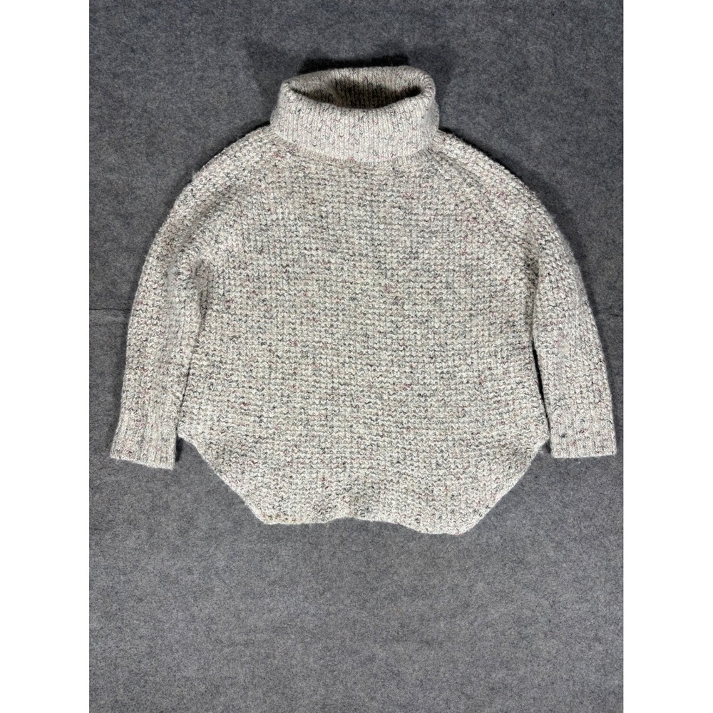 Free People Womens Marled Chunky Knit Turtleneck Sweater Wool Blend Neutral L
